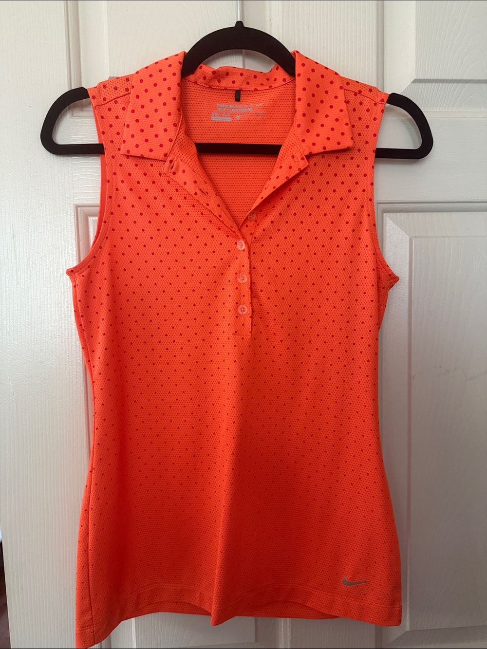 Nike Golf Sleeveless Dri-Fit Performance Golf Polo XS - Orange with Micro Dots
